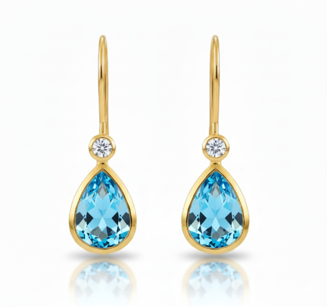 Ana | Natural Sky Blue Topaz | White Topaz