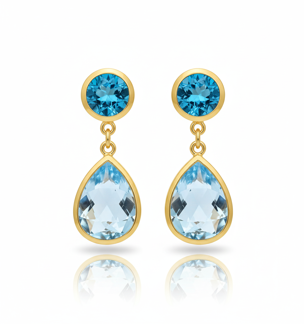 Viana | Swiss Blue Topaz And Baby Blue Topaz | Earring