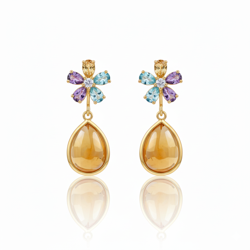 Marina | White Topaz, Blue Topaz, Amethyst And Citrine | Earrings