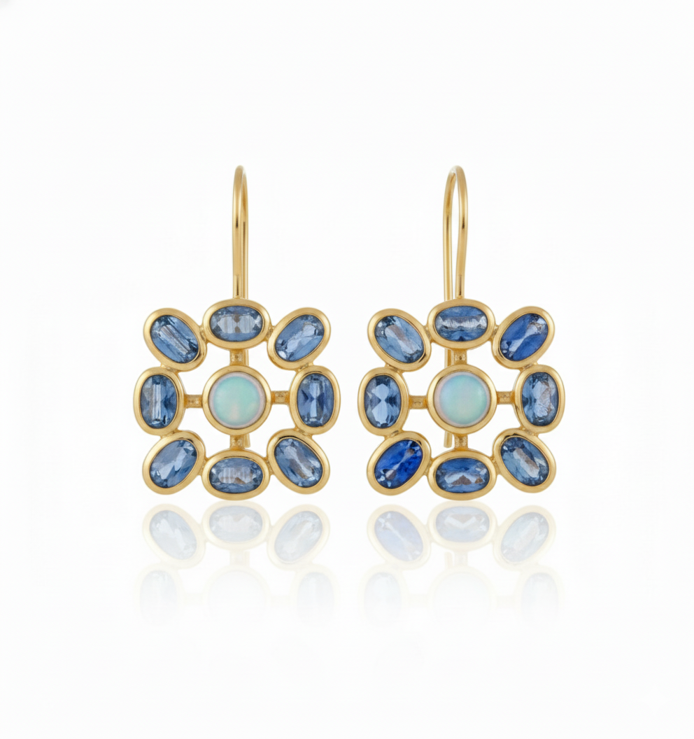 Meera | Kyanite & Peruvian Opal | Earrings