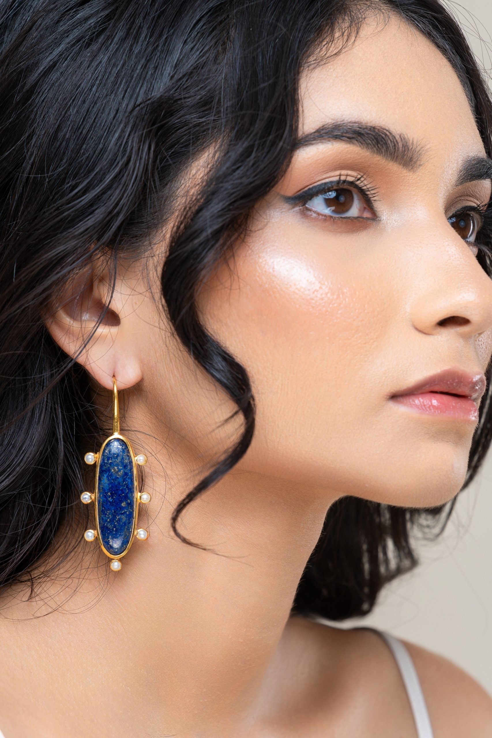 One Off | Lapis And Cultured Pearl | Earrings