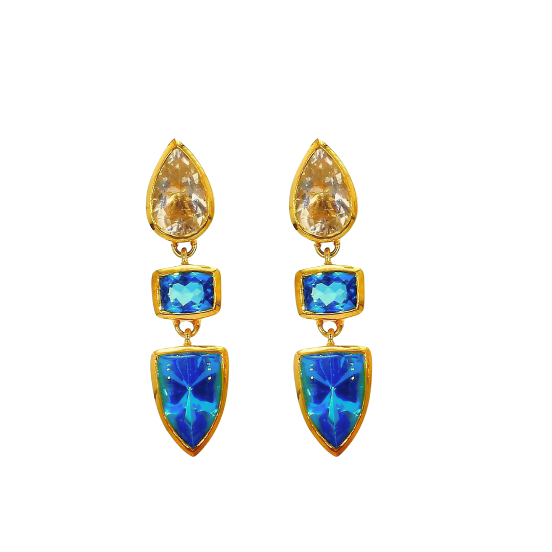 One Off | White Topaz And Swiss Blue Topaz | Earring