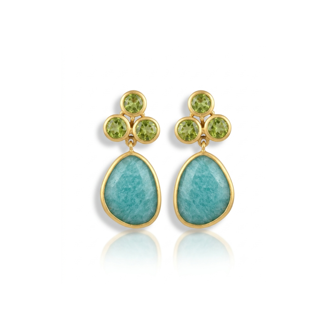 One off | Amazonite & Peridot | Earrings