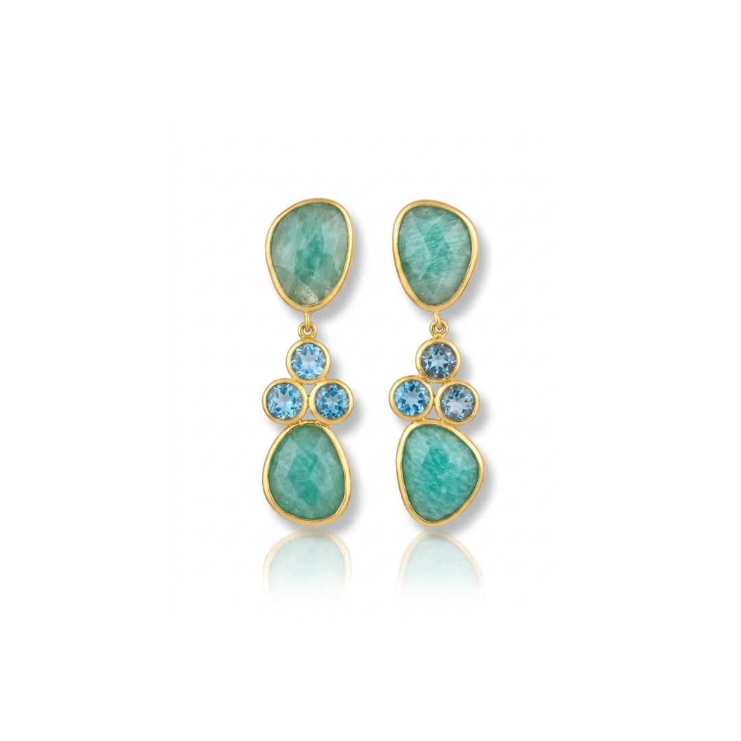 One Off | Amazonite & Swiss Blue Topaz | Earrings