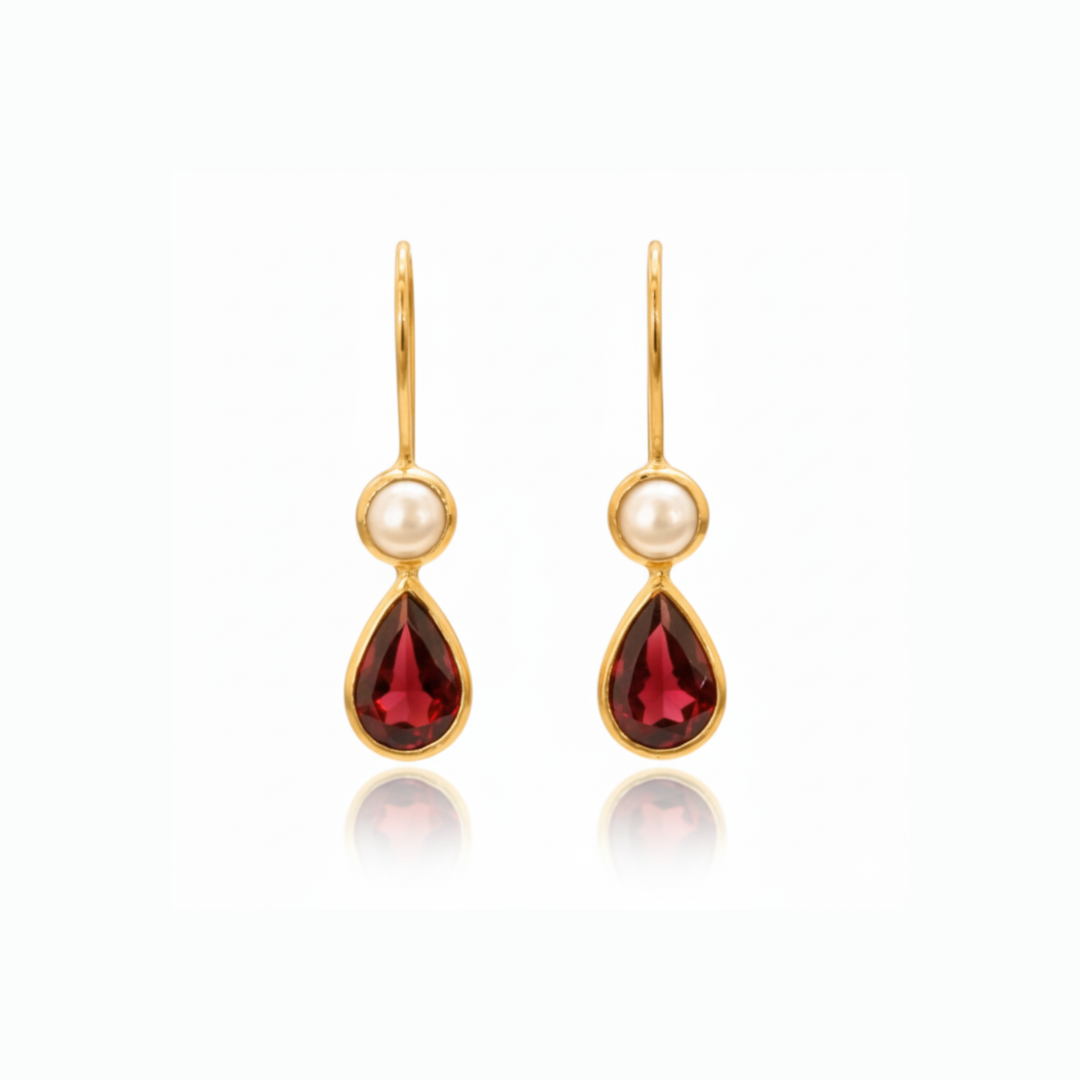 Kylee | Garnet And Cultured Pearl | Earrings