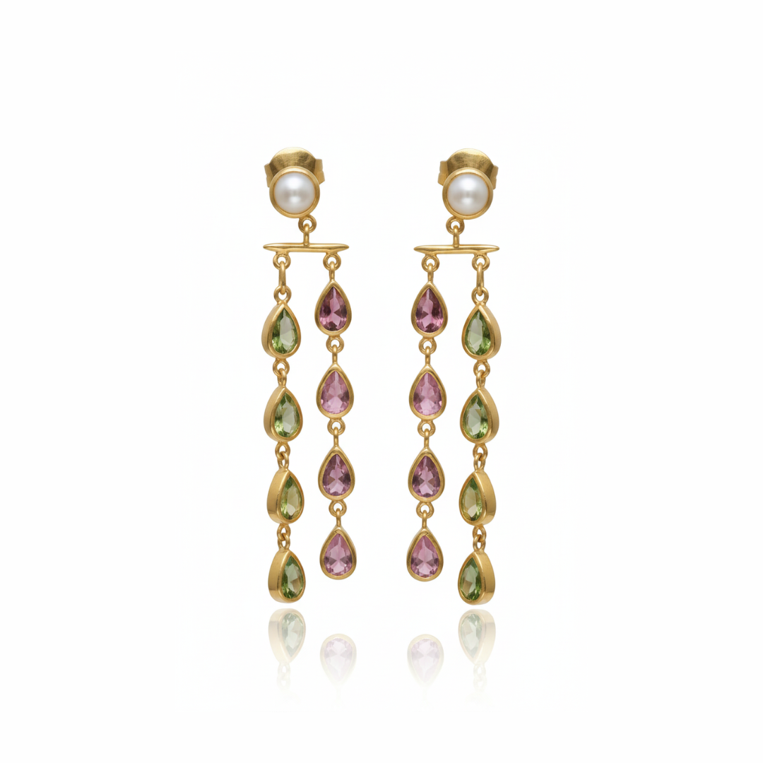 Emaline | Cultured Pearl And Tourmaline | Earring