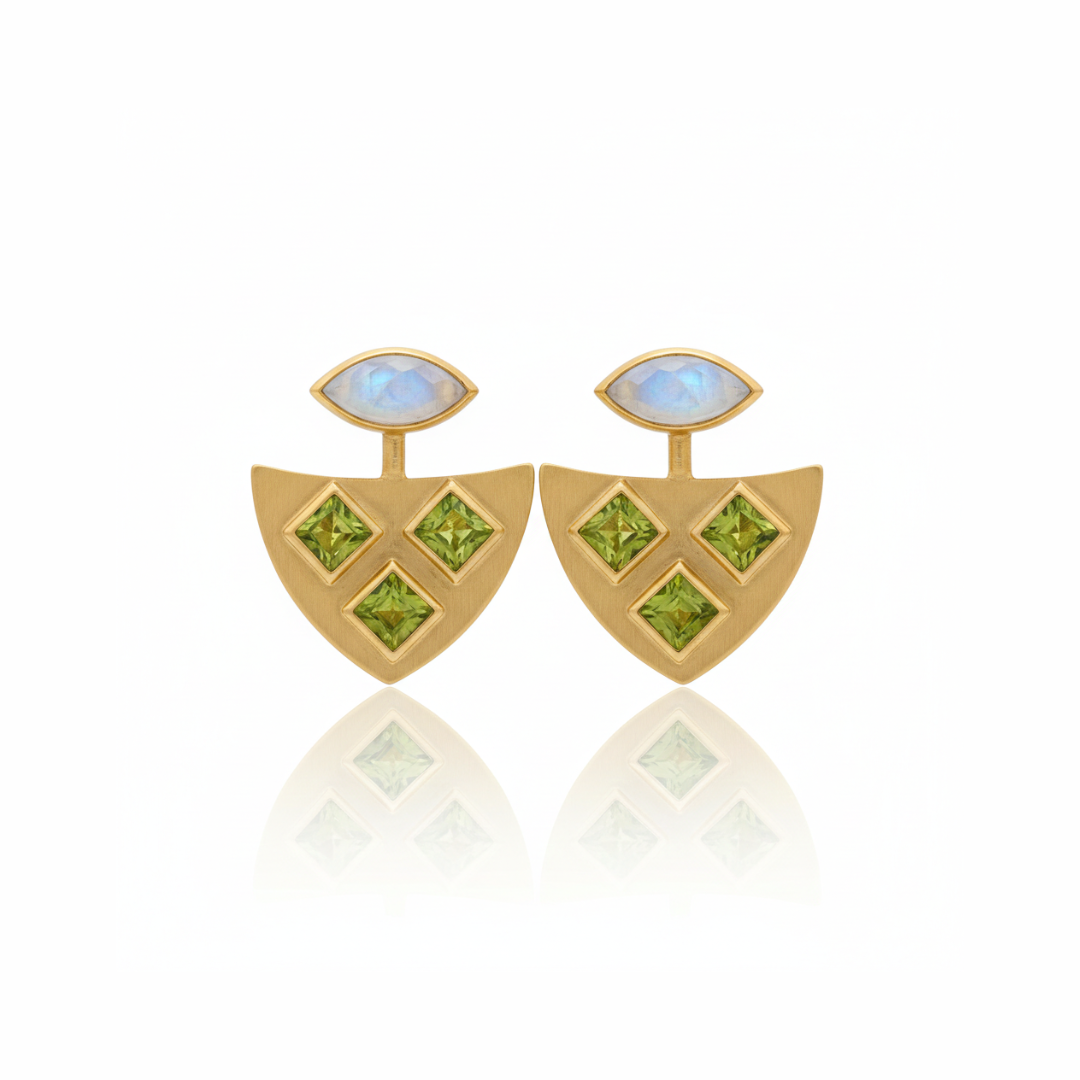 Gigi | Rainbow Moonstone And Peridot | Earrings