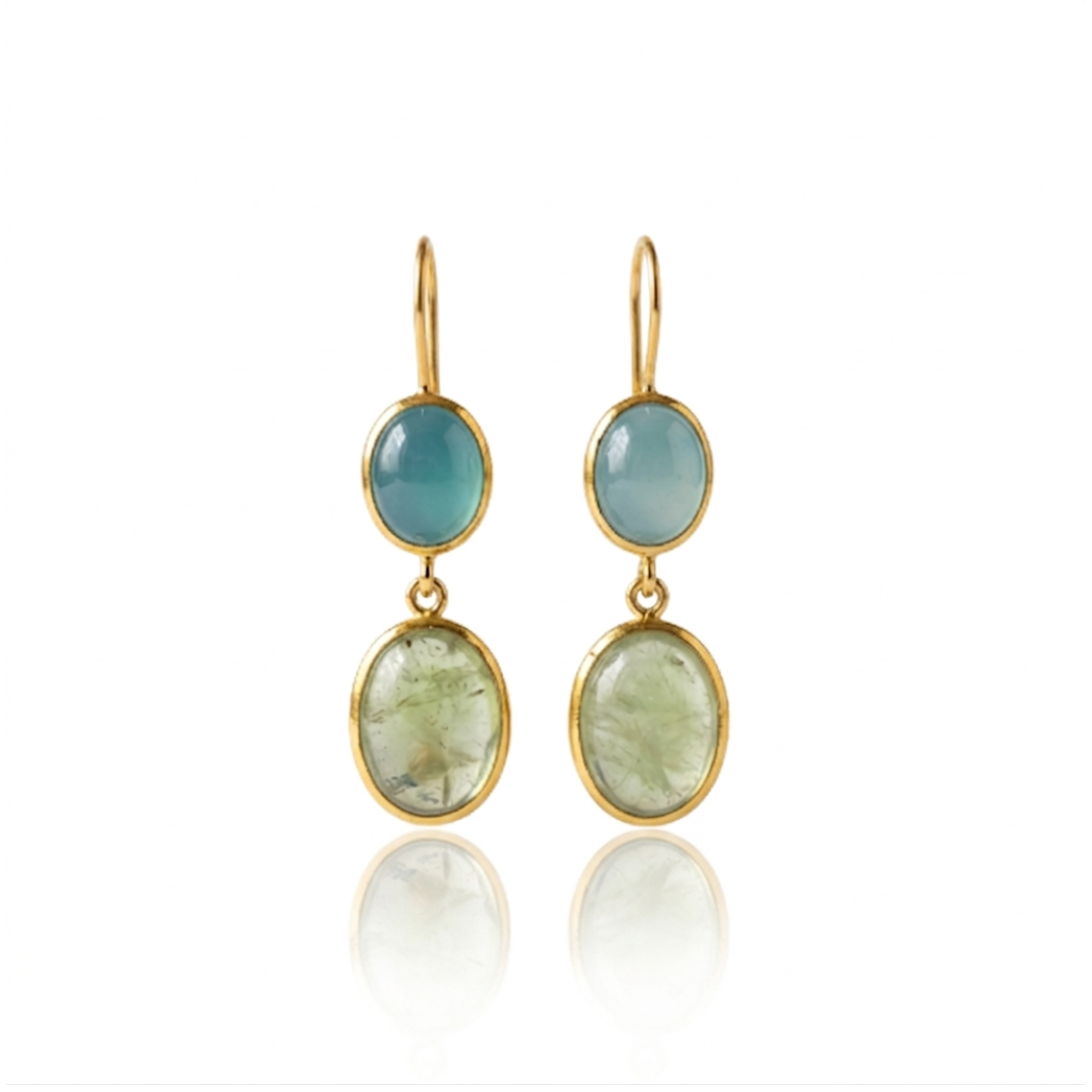Chalcedony And Prehnite Earrings