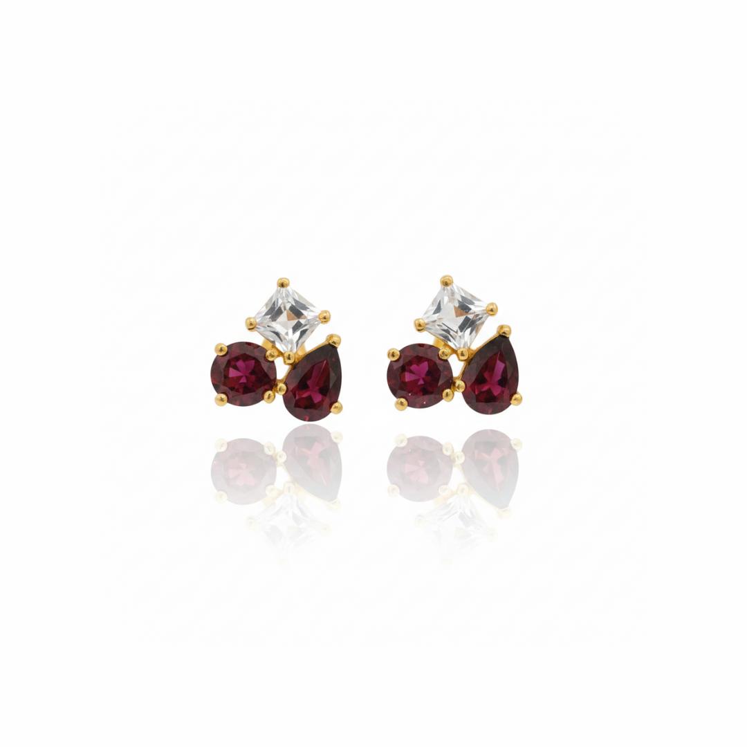 Jane | Garnet & White Topaz | Studs