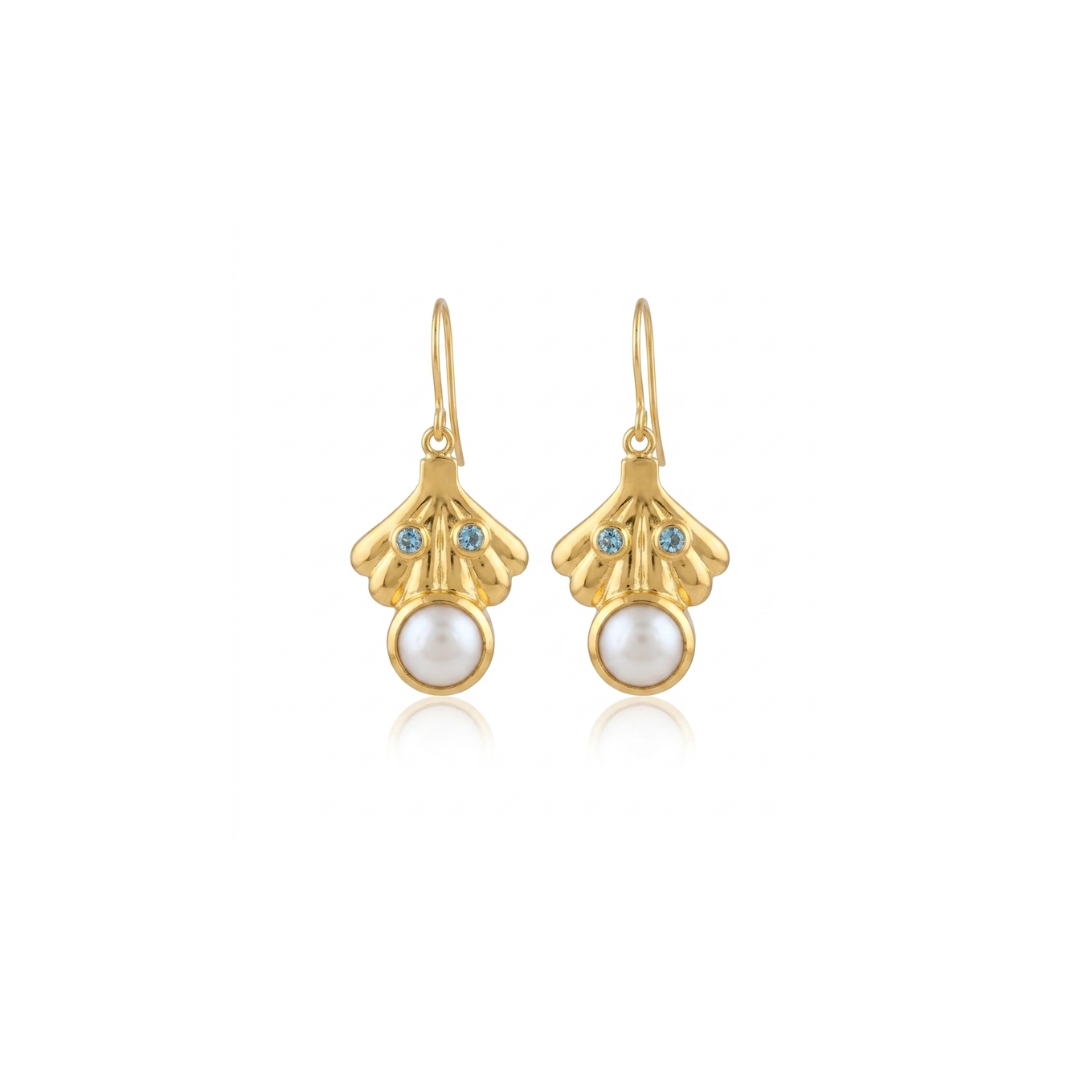 Moana | Swiss Blue Topaz And Pearl | Earring