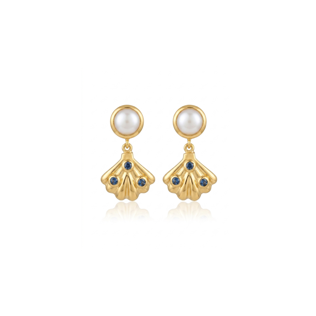 Muriel | Pearl And Swiss Blue Topaz | Earring
