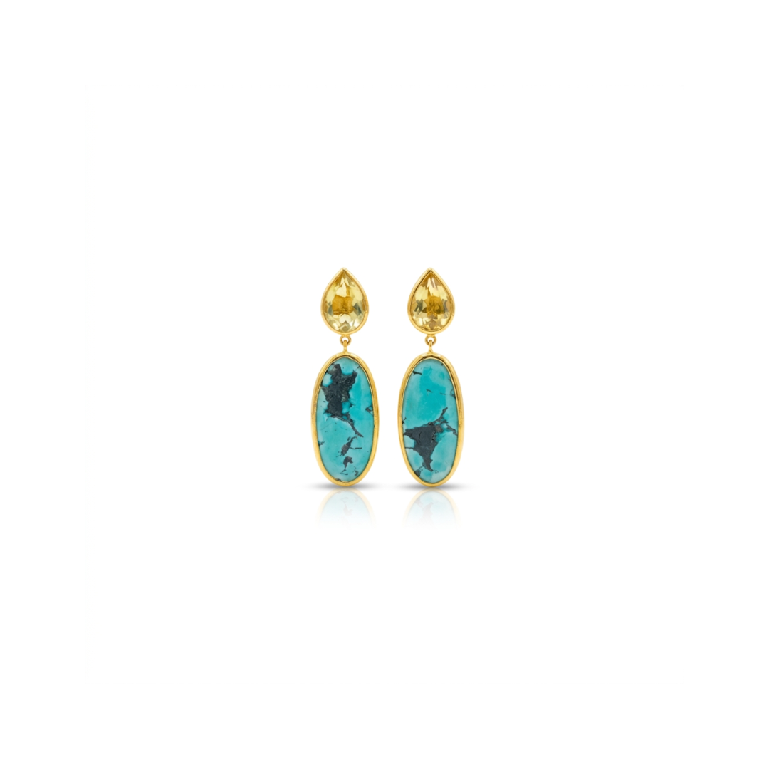 One Off | Lemon Quartz & Turquoise | Earrings
