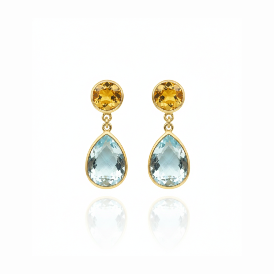 Viana | Citrine And Baby Blue Topaz | Earring