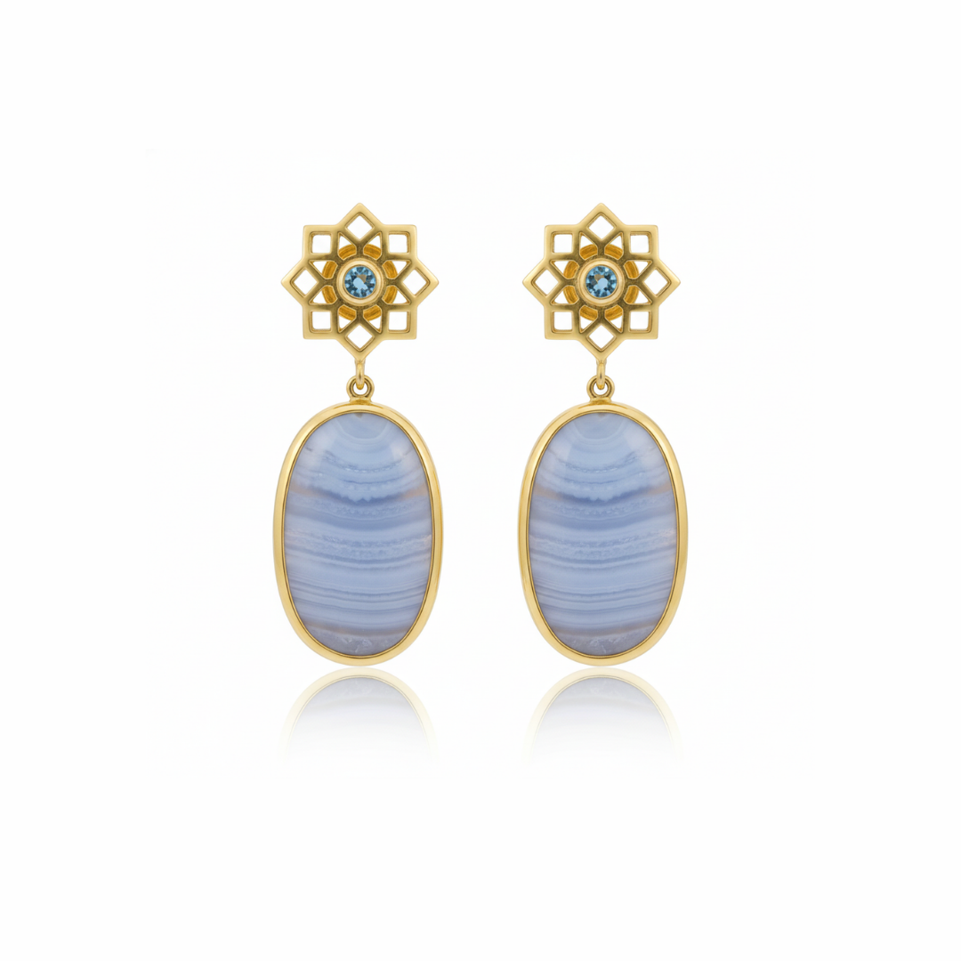 One Off | Blue Topaz And Blue Lace Agate | Earrings
