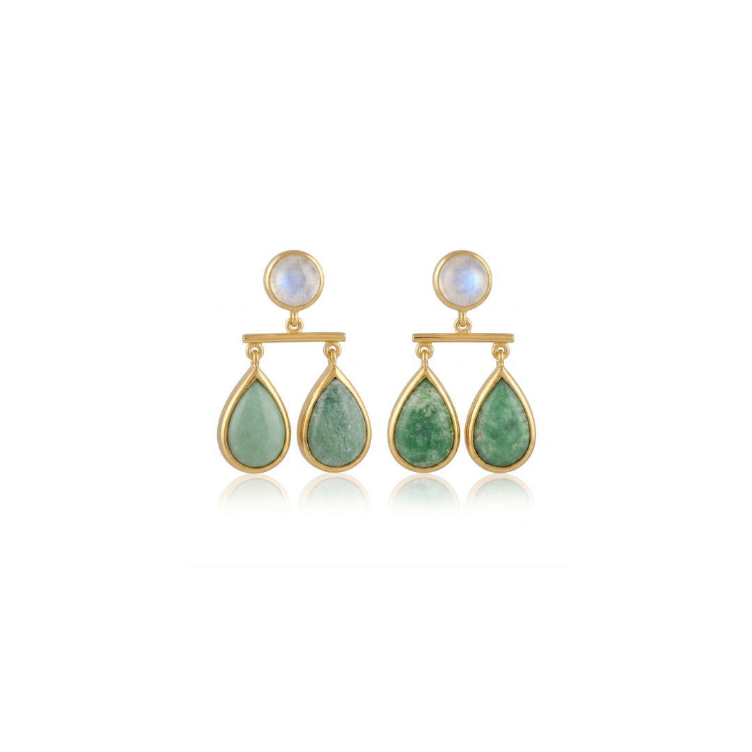 One Off | Rainbow Moonstone & Variscite | Earrings
