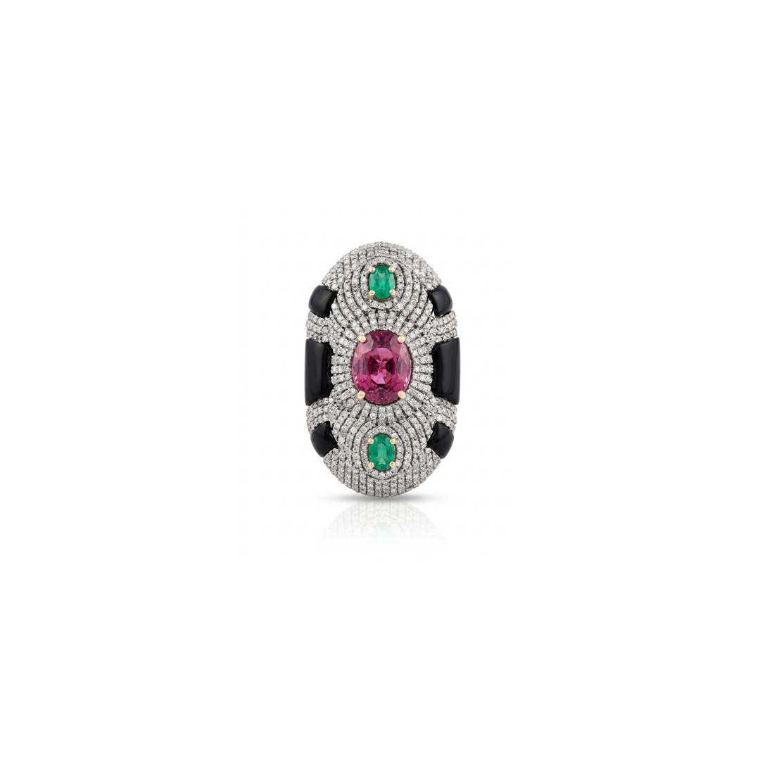 One Off | Tourmaline, Black Onyx & Emerald | Ring