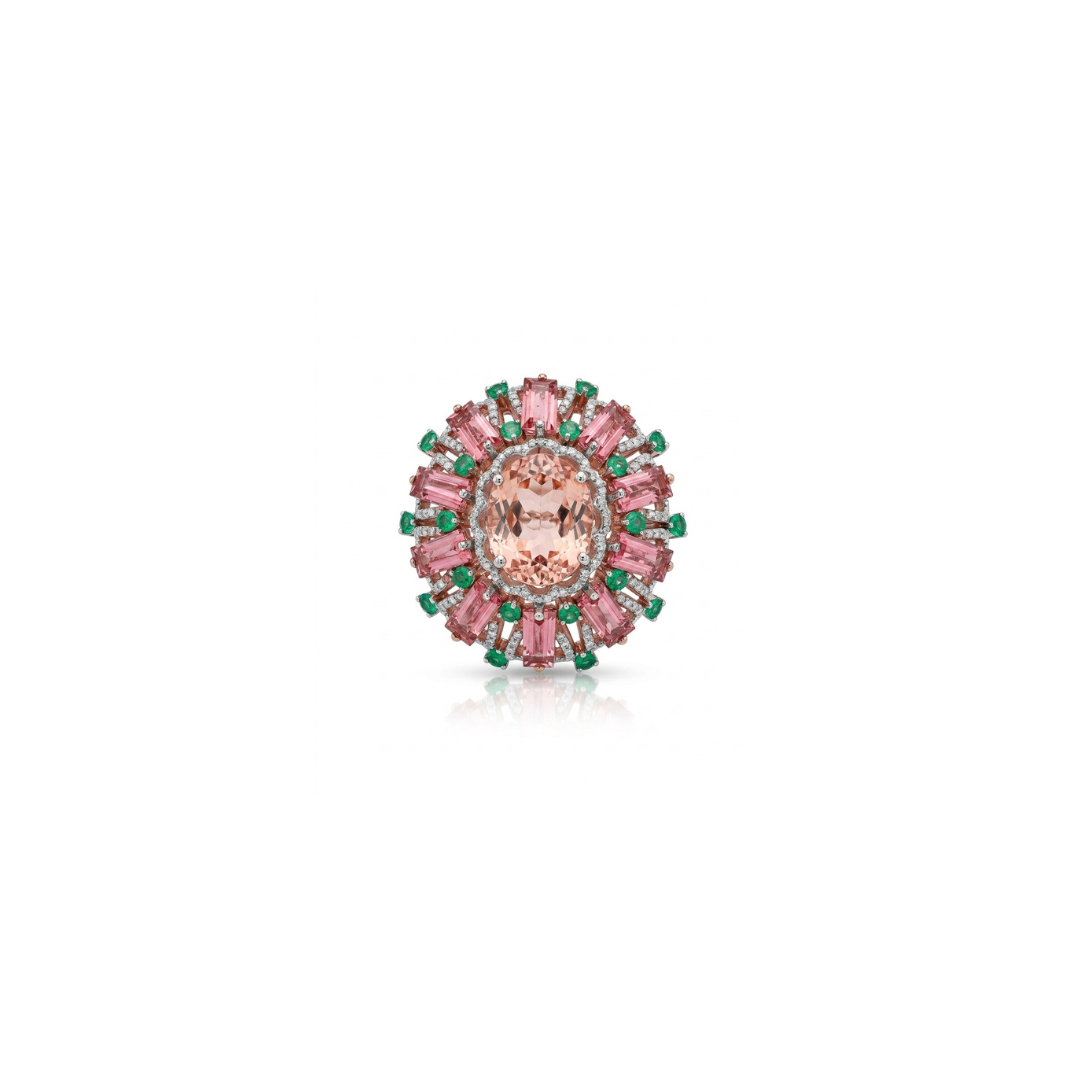 One Off | Morganite & Emerald | Ring