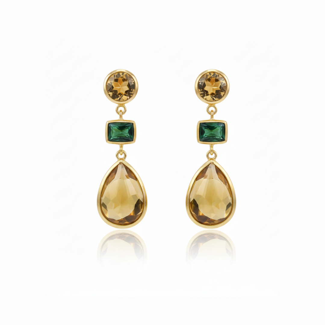One Off | Citrine And Chromium Diopside | Earrings