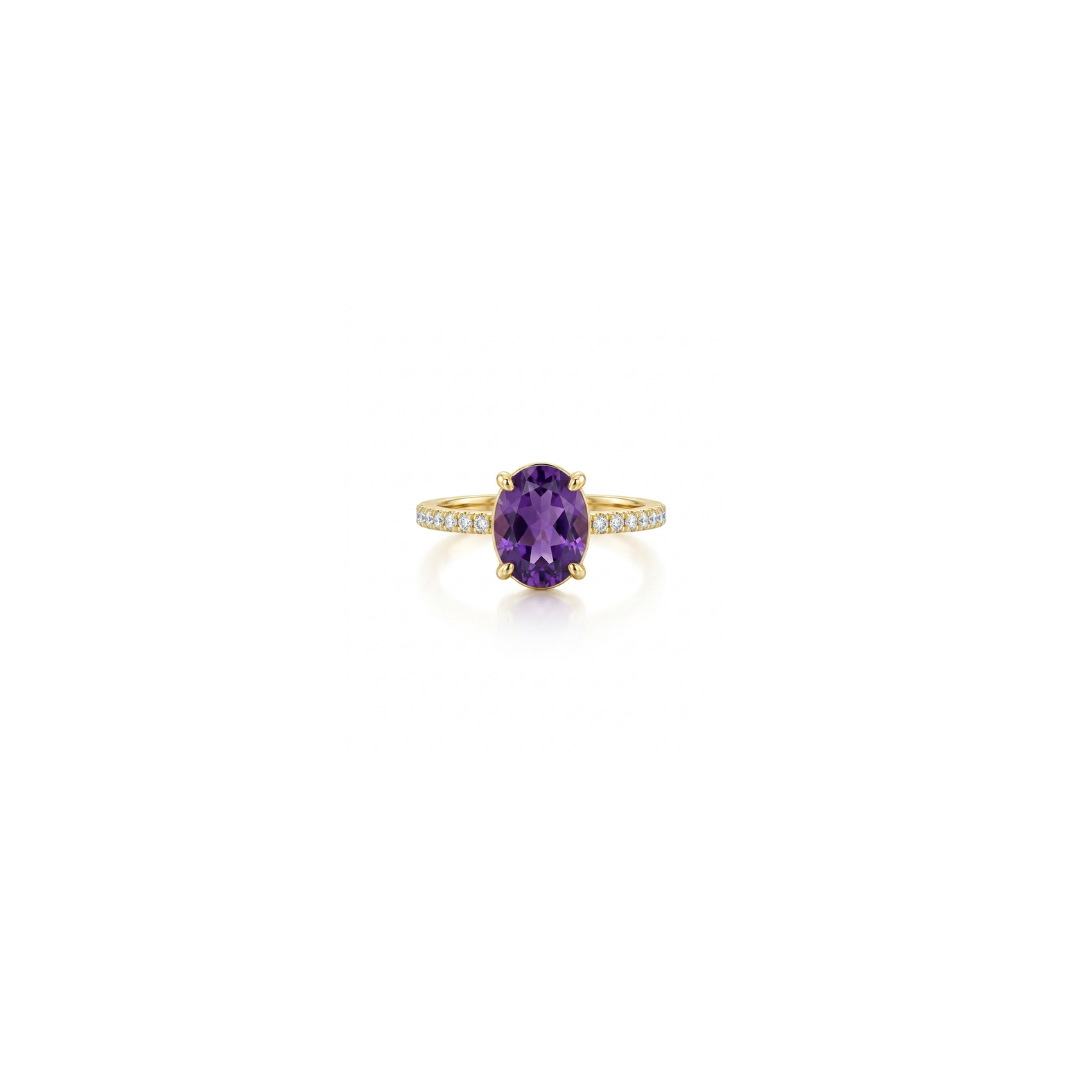 Amethyst Halo Ring