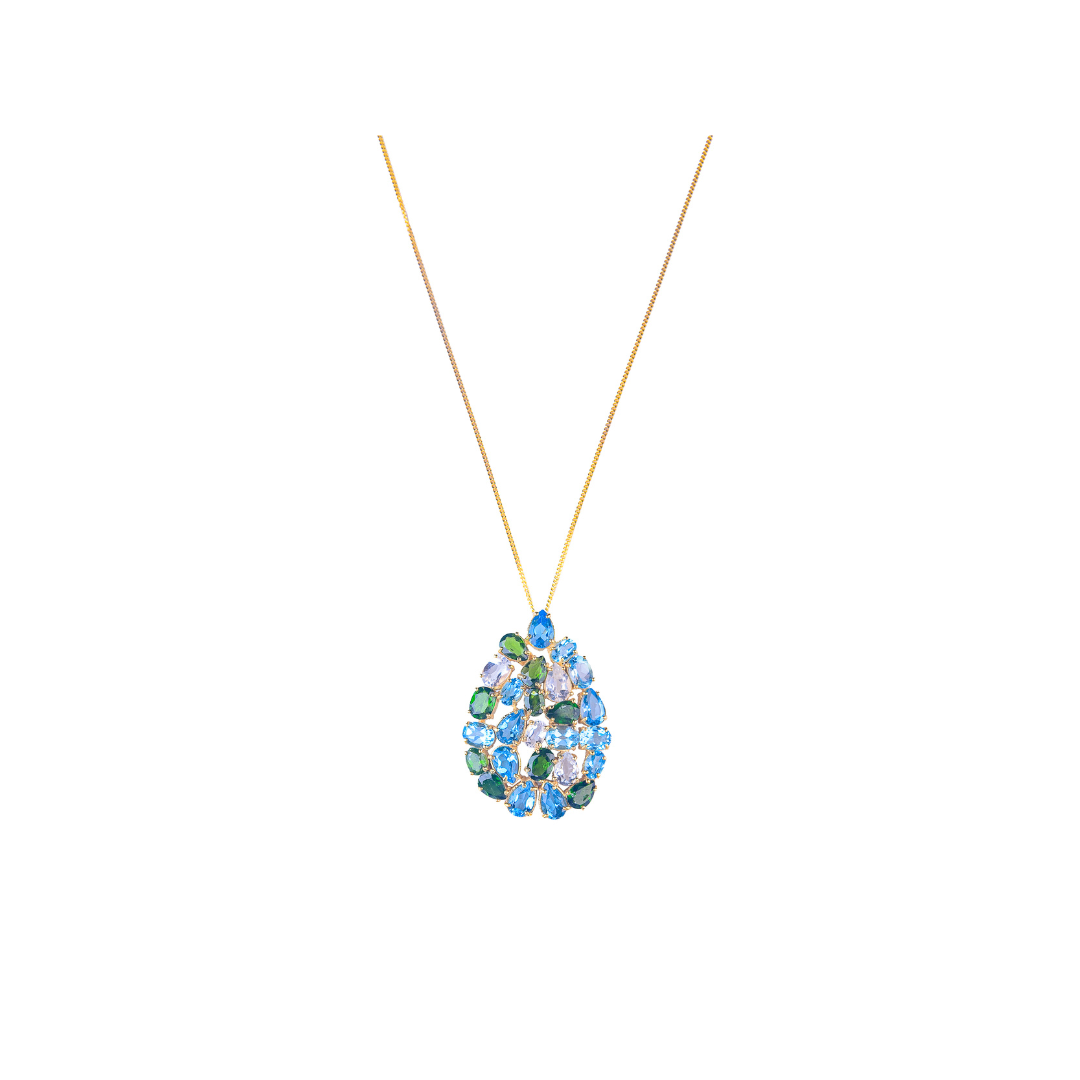 Celeste | Swiss Blue Topaz, Chromium Diopside And White Topaz | Necklace