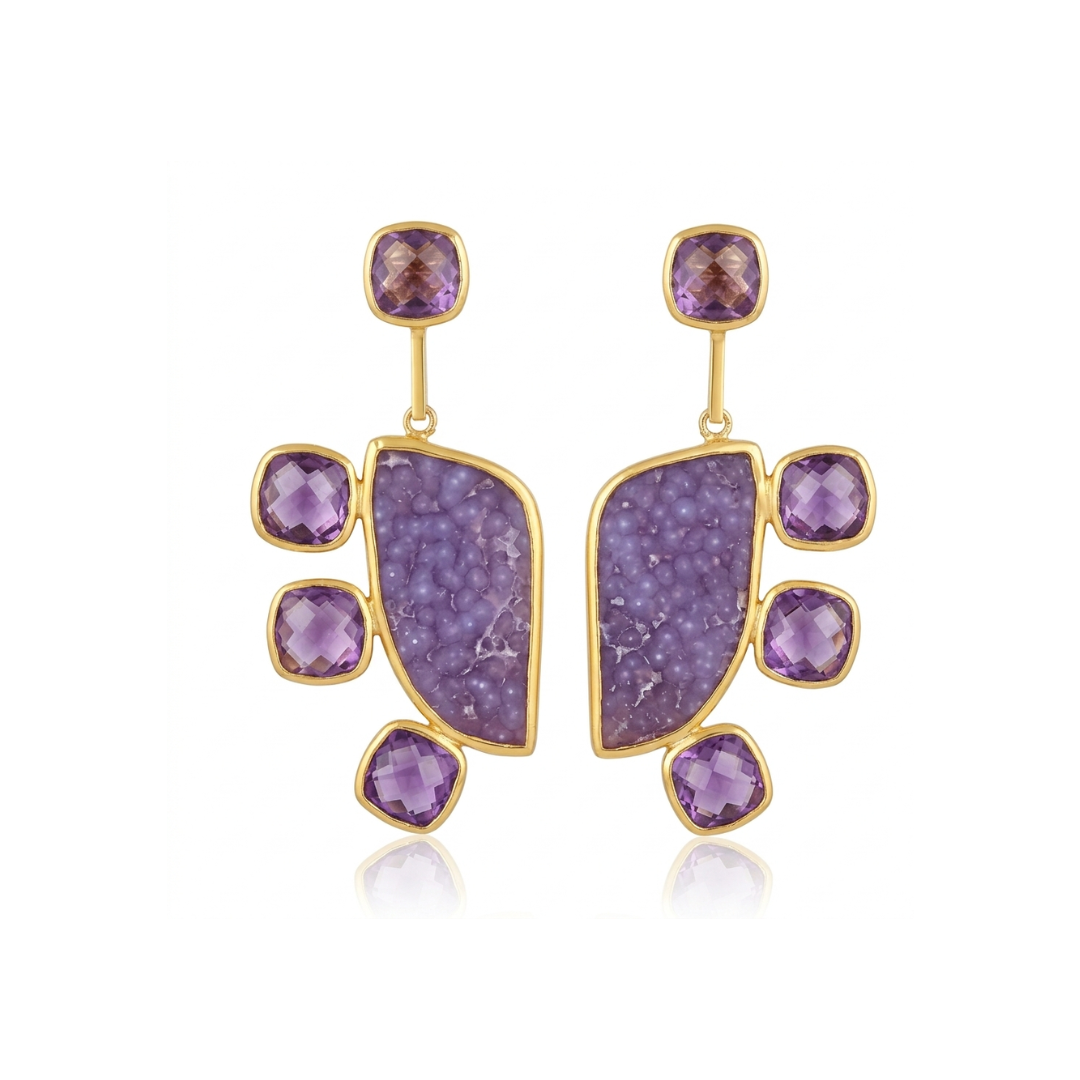 One Off | Grape Chalcedony  & Amethyst | Earrings