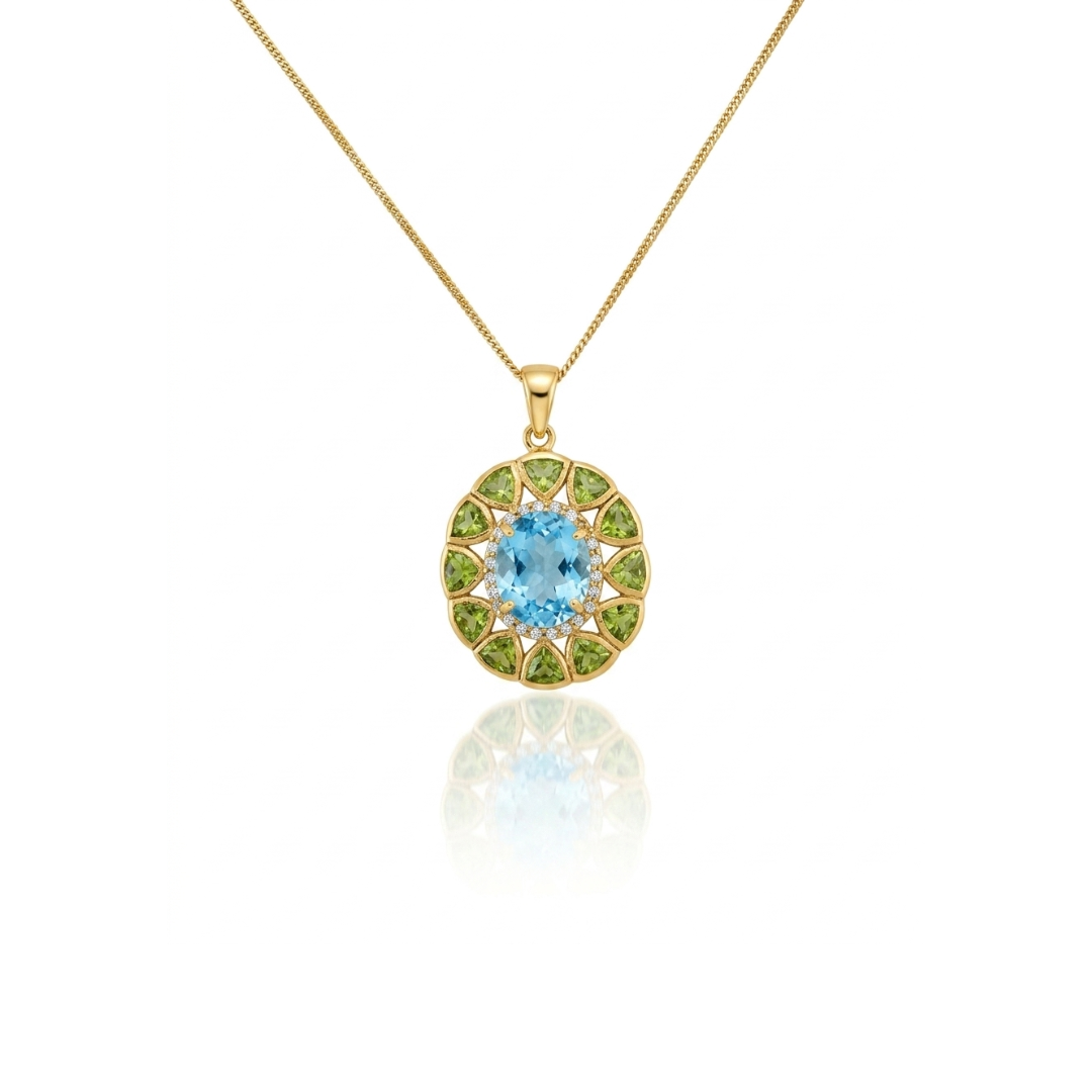 Holly | Sky Blue Topaz, Peridot & Cubic Zirconia | Necklace