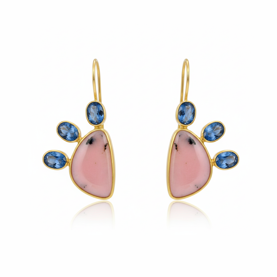 One Off | Pink Opal And Kyanite | Earrings