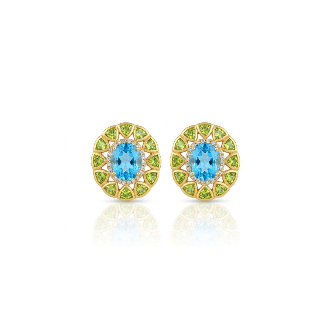 Holly | Sky Blue Topaz, Peridot And Cubic Zirconia | Earrings