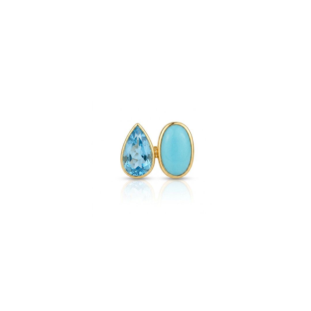 One Off | Swiss Blue Topaz And Turquoise | Ring