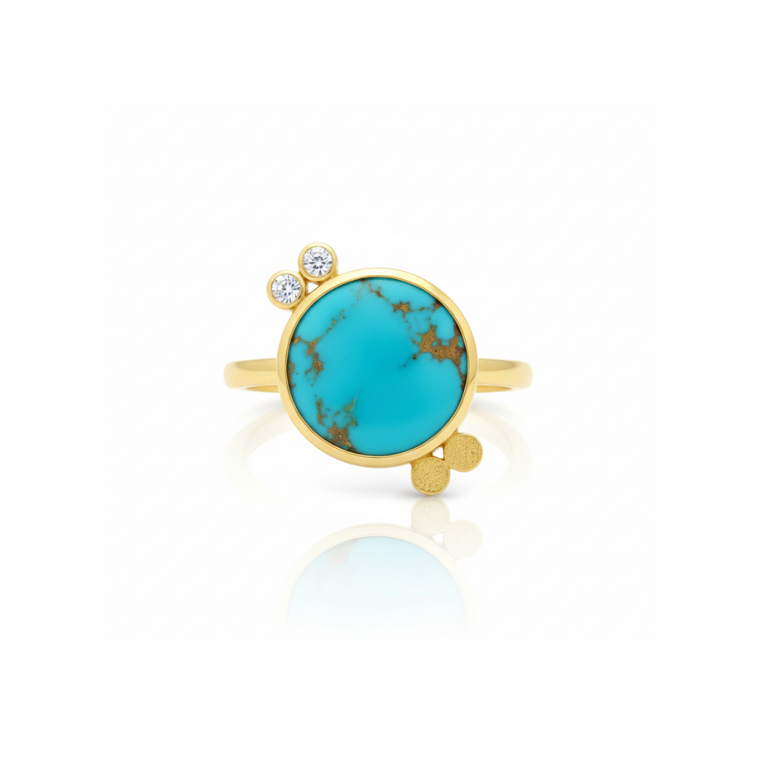 One Off | Turquoise And Cubic Zirconia | Ring