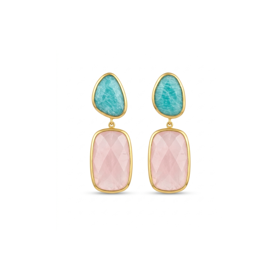 One Off | Amazonite & Rose Quartz | Earrings
