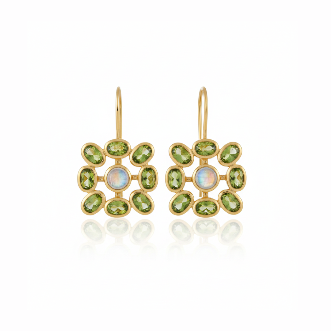 Meera | Moonstone And Peridot | Earrings