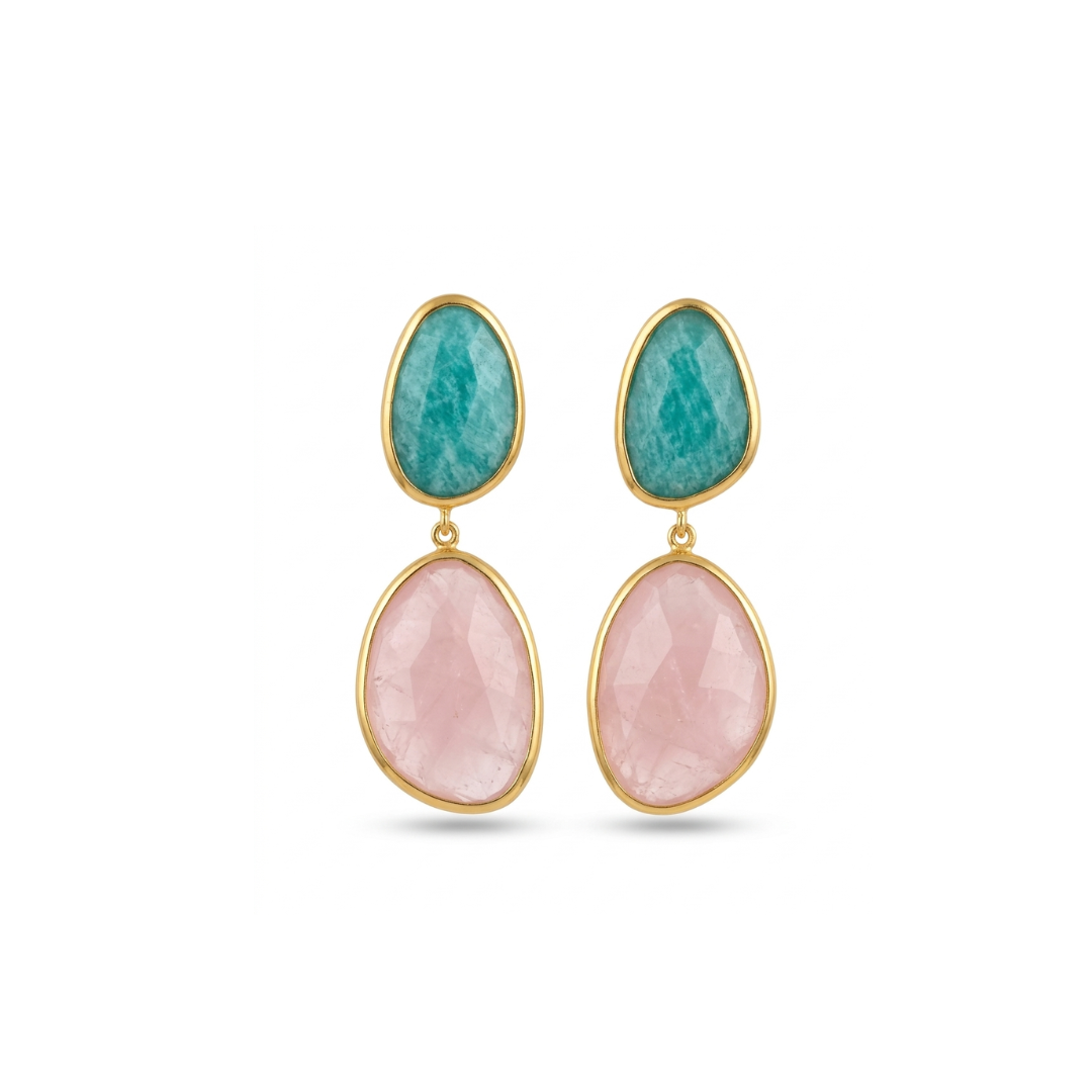 One Off | Amazonite & Rose Quartz | Earrings