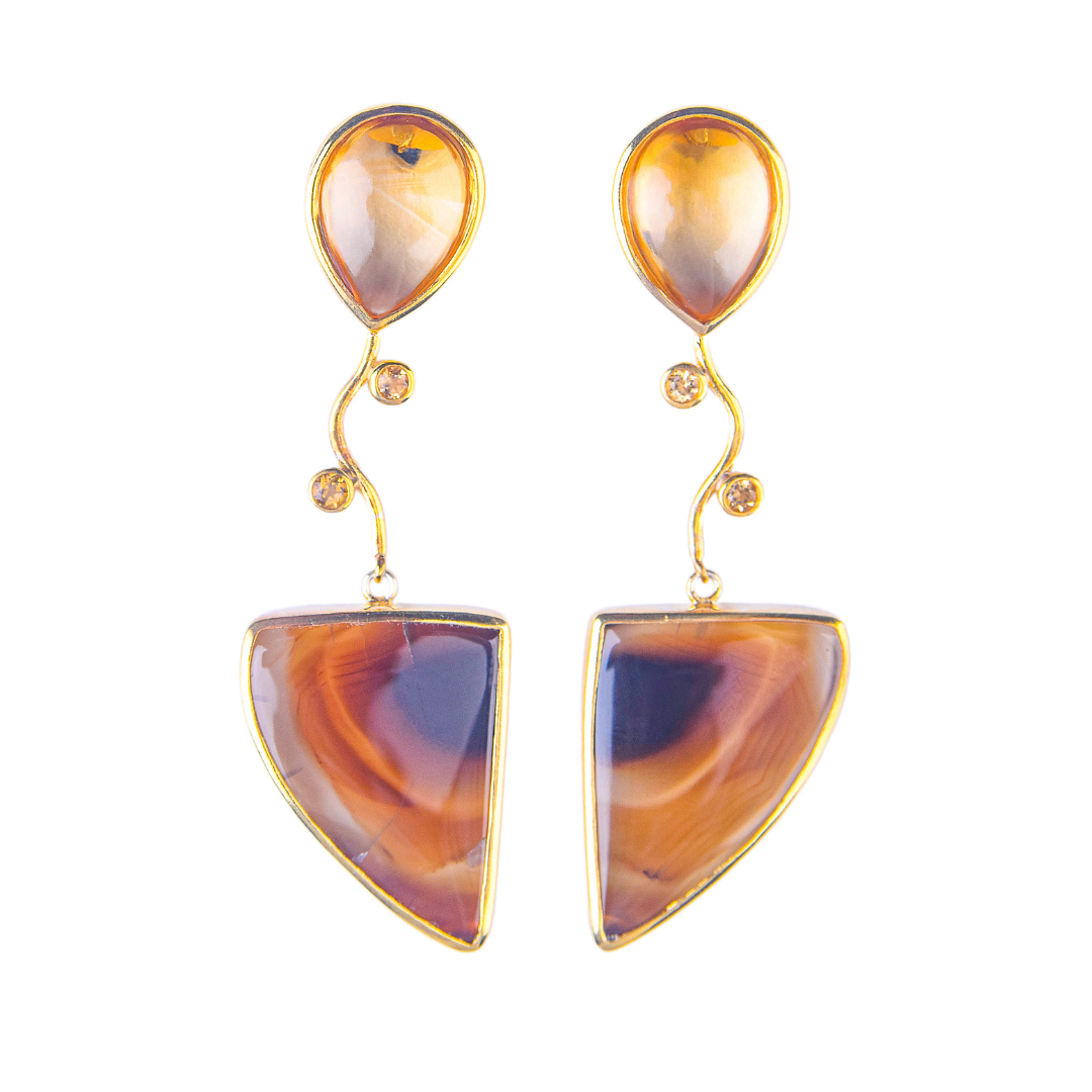 One Off | Citrine And Montana Agate | Earrings