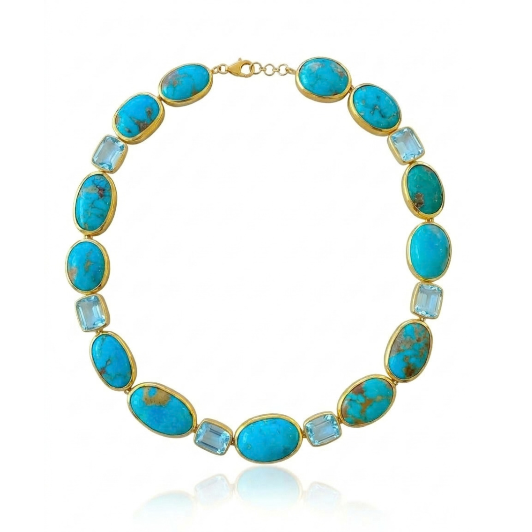 One Off | Turquoise & Sky Blue Topaz | Necklace