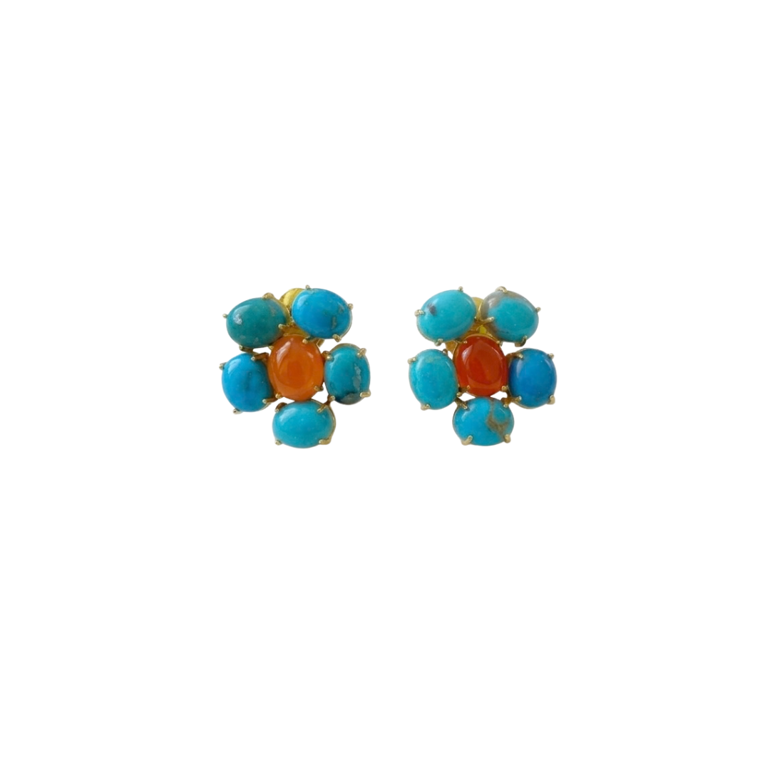 One Off |  Kingman Turquoise & Carnelian | Earrings