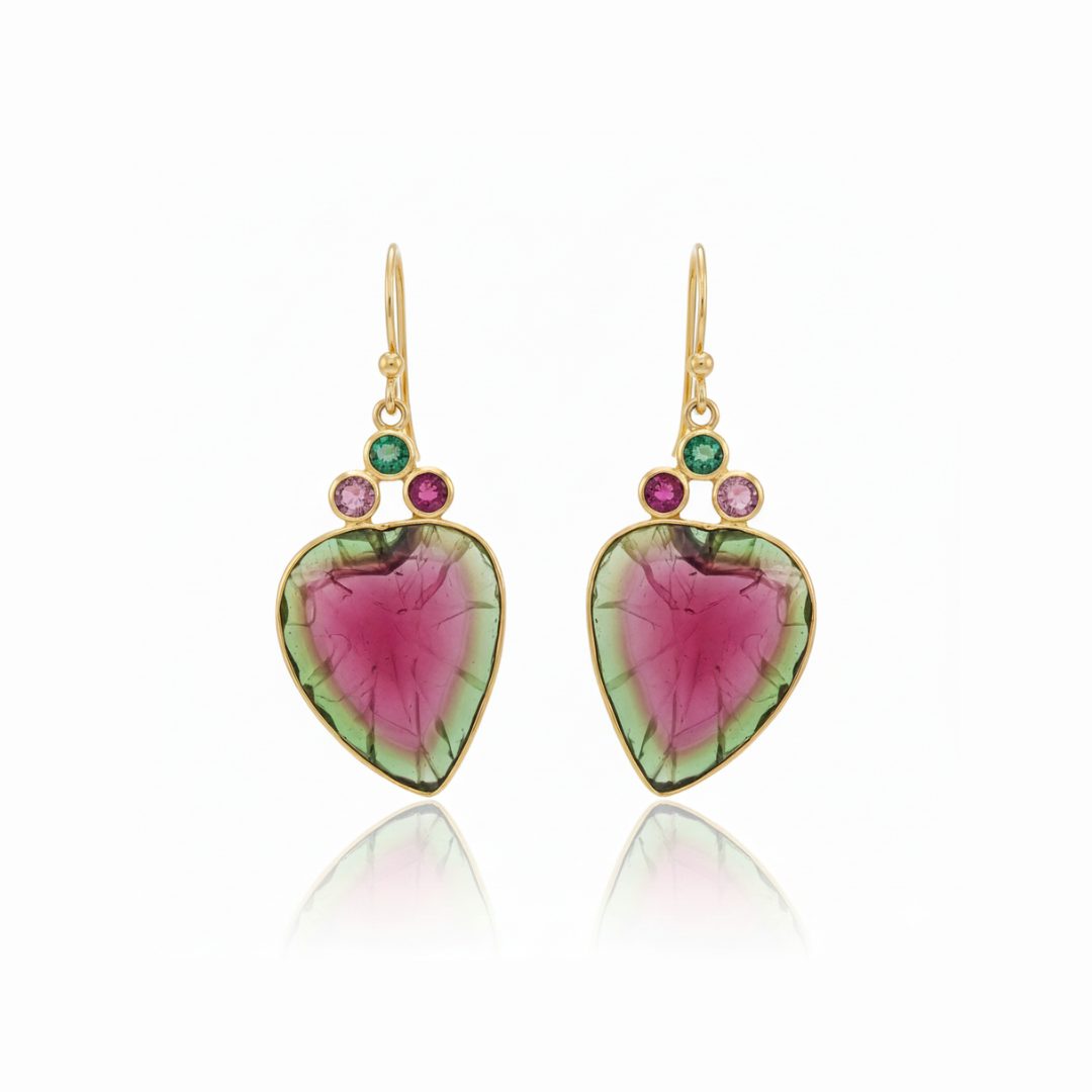One Off | Green Tourmaline, Pink Tourmaline And Watermelon Tourmaline | Earrings