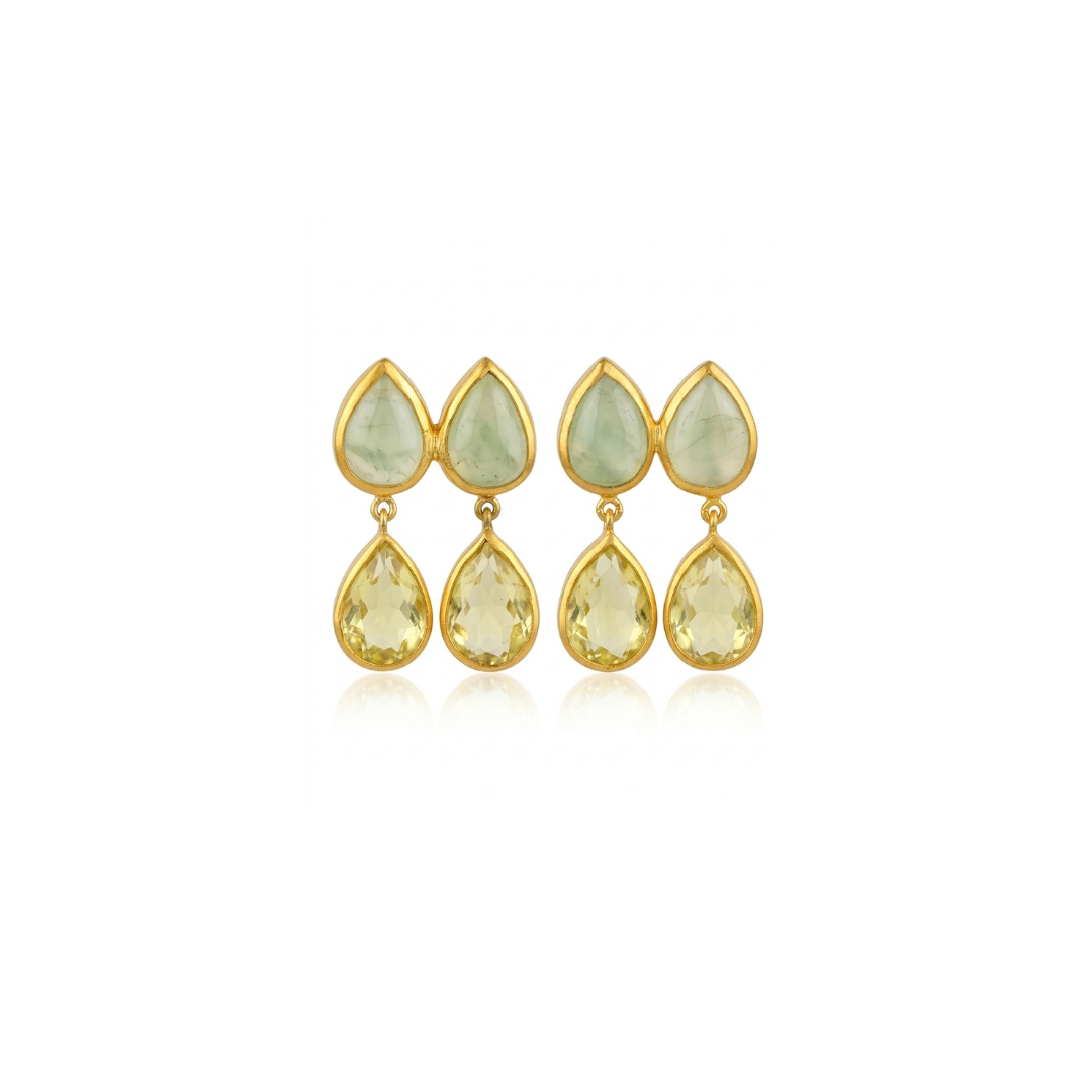 One Off | Prehnite & Lemon Quartz | Earrings