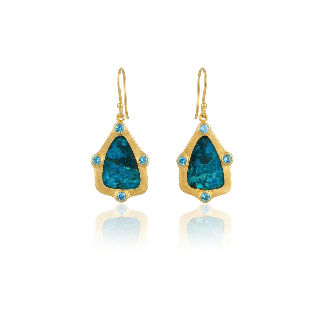 Limited | Shattuckite & Swiss  Blue Topaz | Earrings
