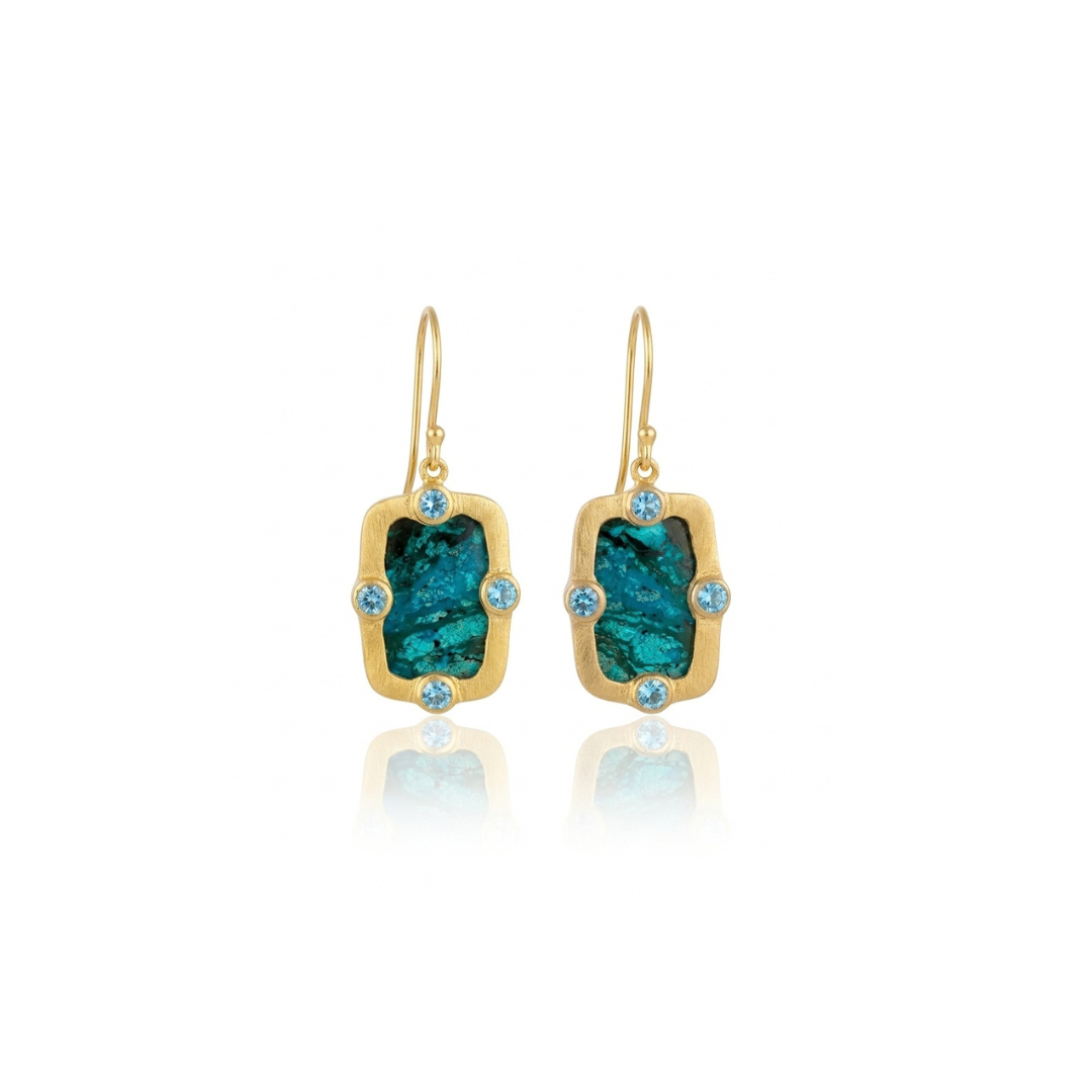 Limited | Shattuckite & Swiss  Blue Topaz | Earrings