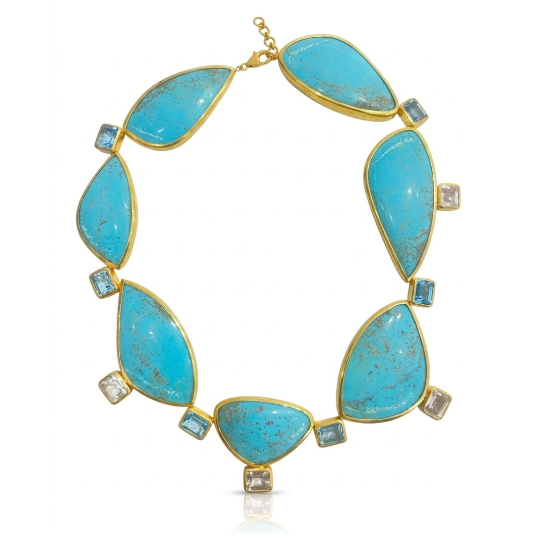 One Off | Turquoise, Sky Blue Topaz & White Topaz  | Necklace