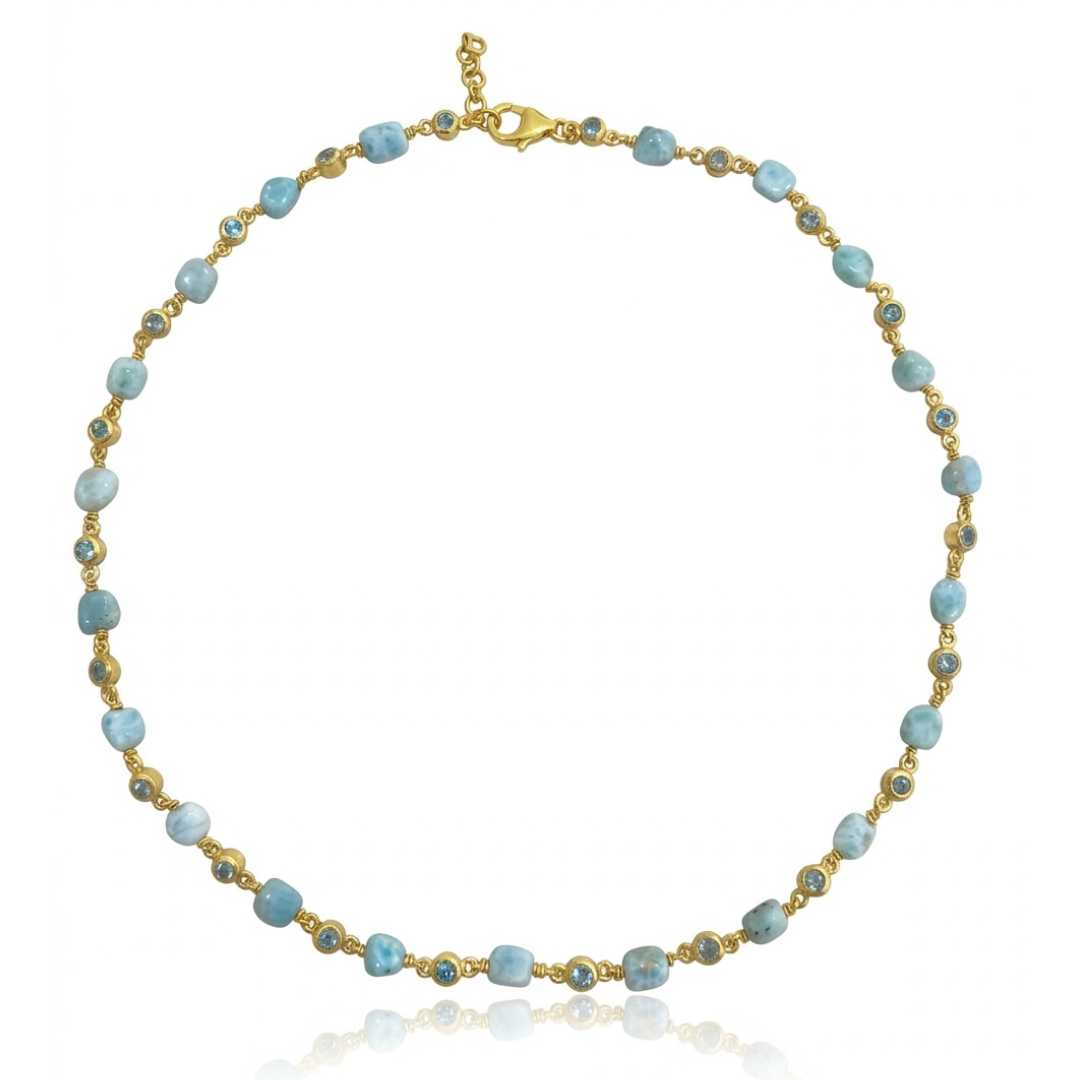 One Off | Larimar Turquoise & Sky Blue Topaz  | Necklace