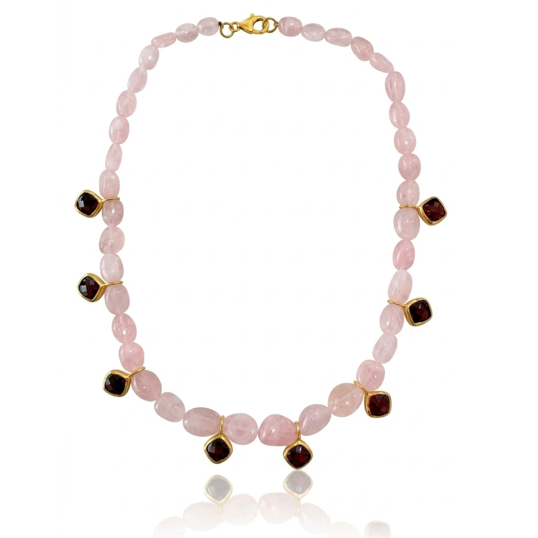 One Off | Rose Quartz & Garnet  | Necklace