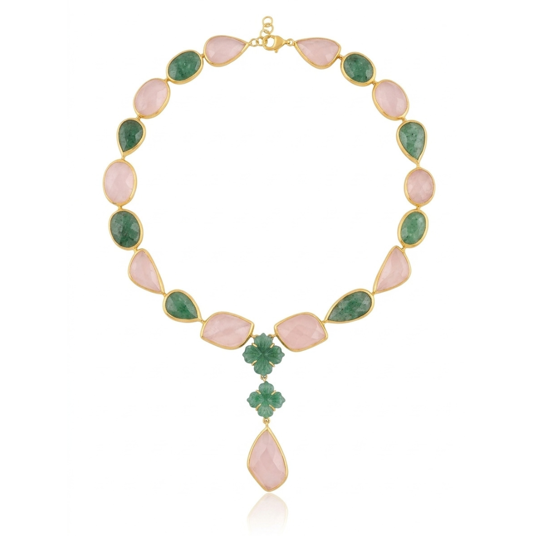 One Off | Rose Quartz, Kiwi Quartz & Green Quartz | Necklace