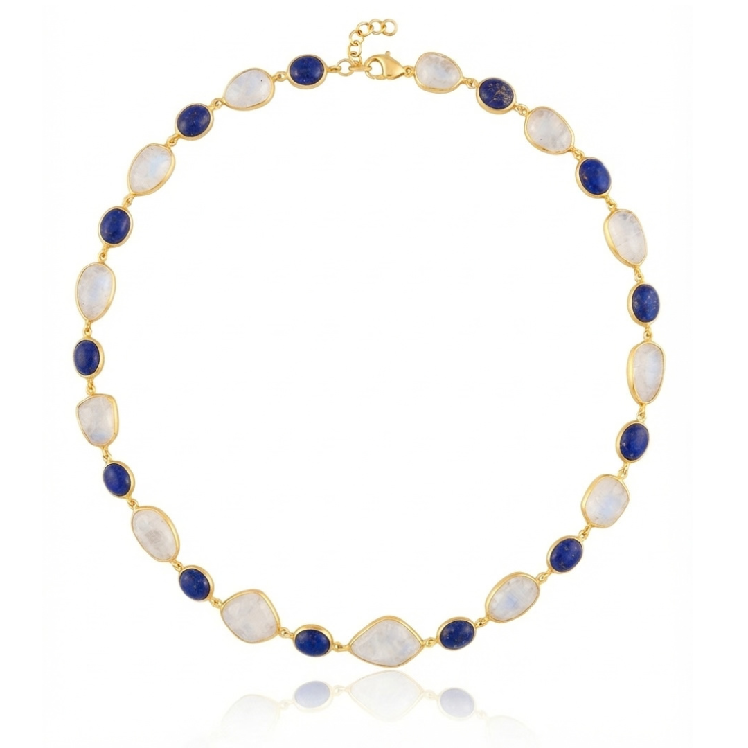 One Off | Rainbow Moonstone & Lapis | Necklace