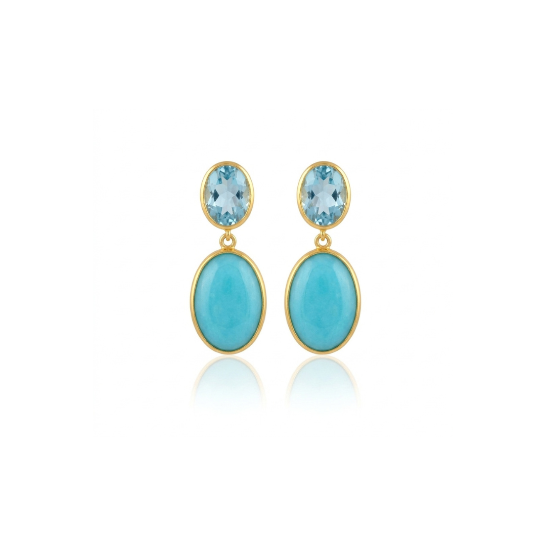 One Off | Sky Blue Topaz & Amazonite | Earrings