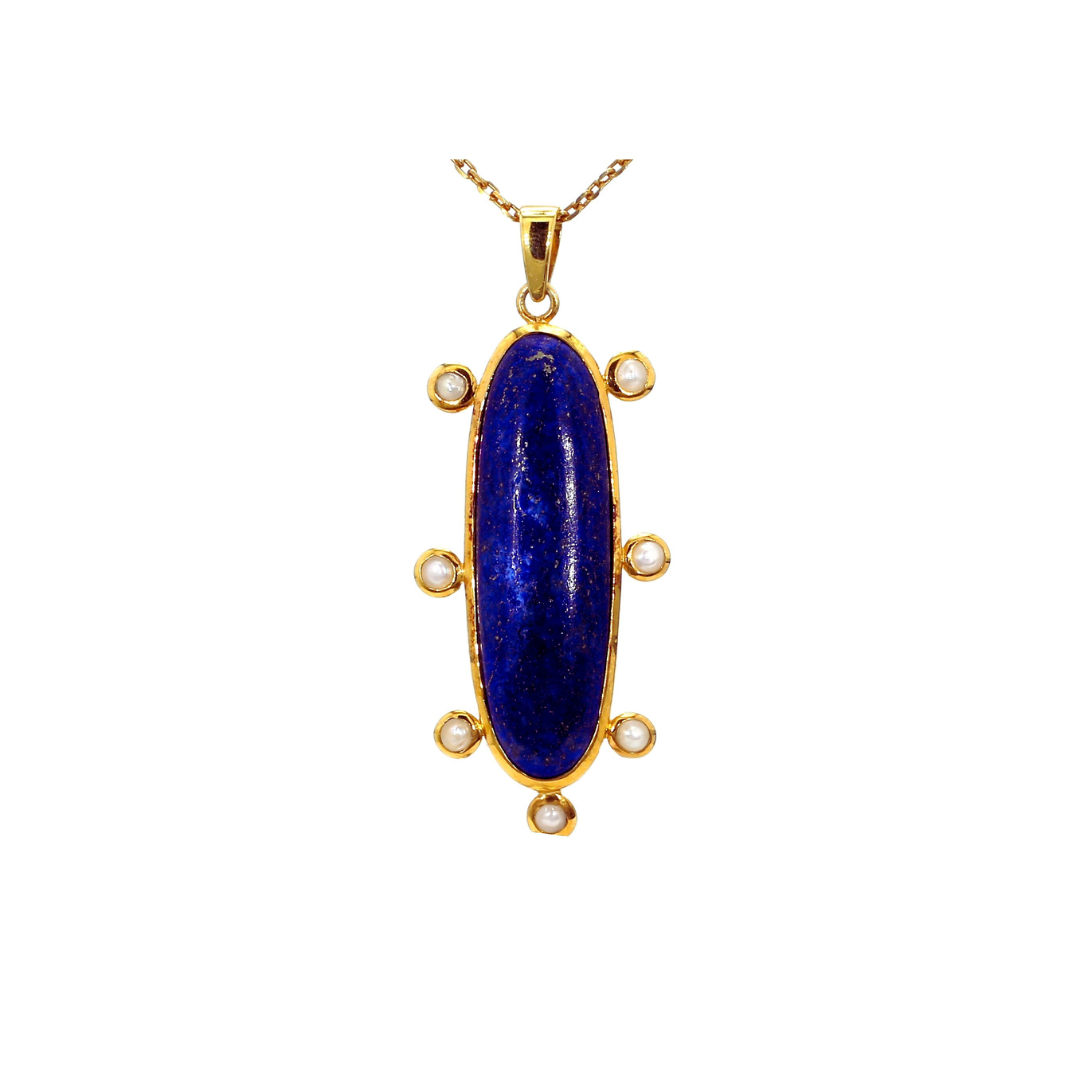 One off | Lapis And Cultured Pearl | Pendant