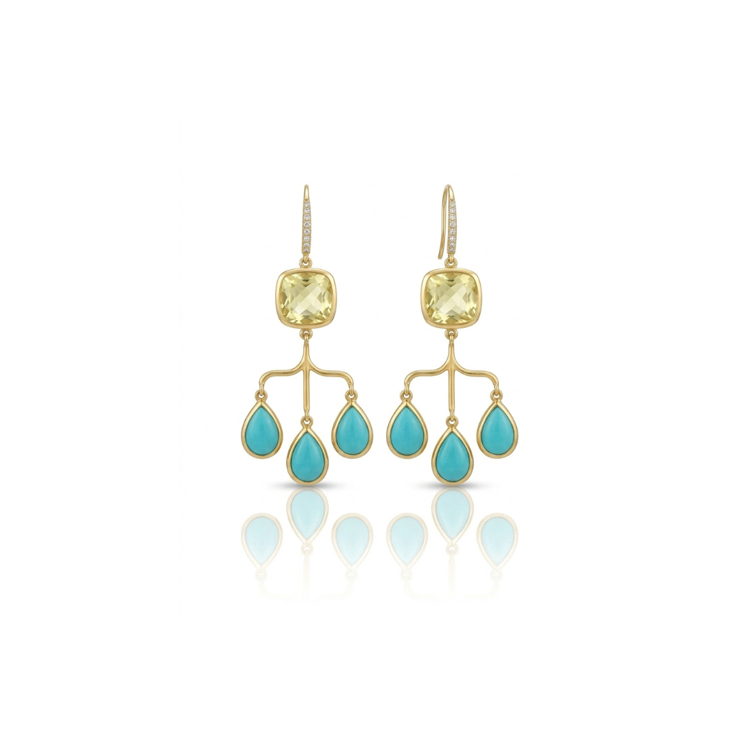 One Off | Lemon Quartz, Turquoise & Cubic Zirconia | Earrings
