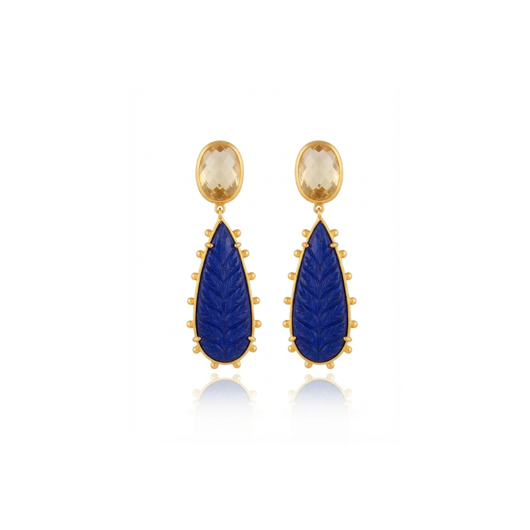 One Off | Lemon Quartz & Lapis | Earrings