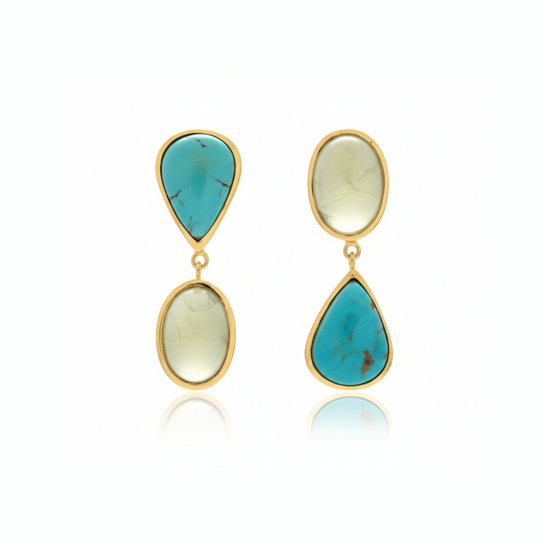 One Off | Prehnite And Turquoise | Earrings